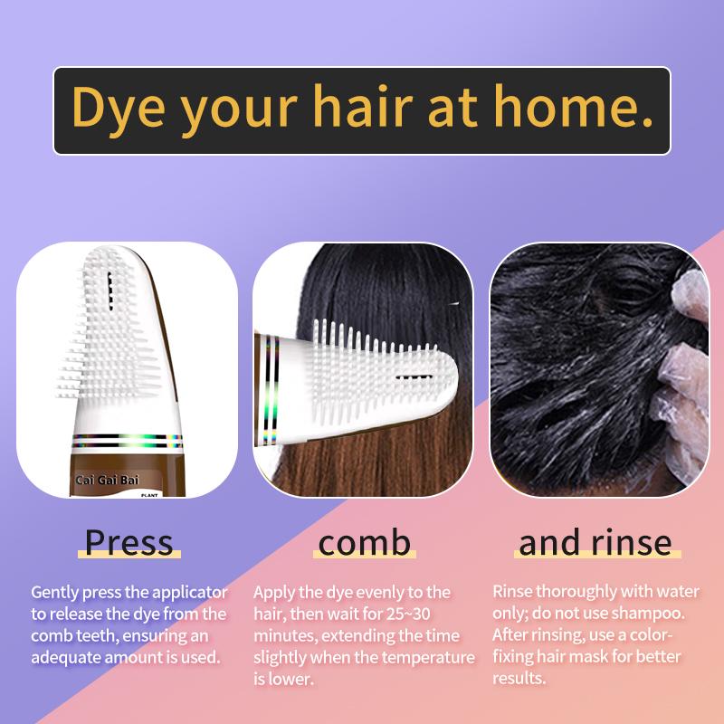 Brown and Black Hair Dye Home Use （Two-bottle set ） Integrated Comb Cream Plant Essence No Damage Long-lasting Color Fixing Plant-Based Ingredients