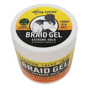 AllDay Locks Braid Gel (Bucket) | Extreme Hold, High Shine | Frizz & Flake-Free Edge Control | Tea Tree, Lavender, Peppermint Oil | Slick & Style Braids, Locks, Twists, Cornrows blowout