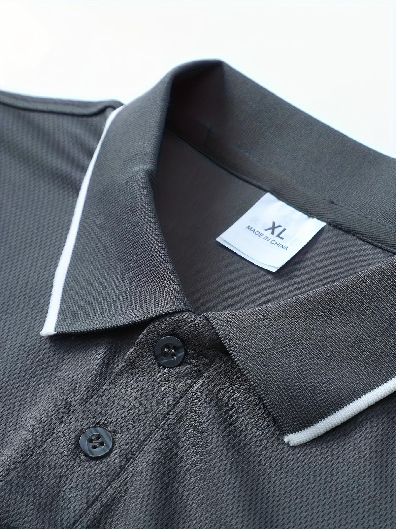 5 Piece Set, Casual Men's Short Sleeve Polo Shirt, Quick Dry Golf and Tennis Shirt, Comfortable Equestrian Wear, Fashionable Men's Sportswear, Suitable for Casual Parties, Holidays, Travel, Collar and Cuff Contrast Design