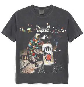 Comfort Colors Raccoon Smoking Beer Shirt, Funny Animal Meme Graphic Tee, Vintage 90s Graphic Streetwear T-Shirt