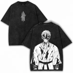 Akaza x Demon Slayer – Upper Moon Rage in Washed Vintage Oversized Tee
