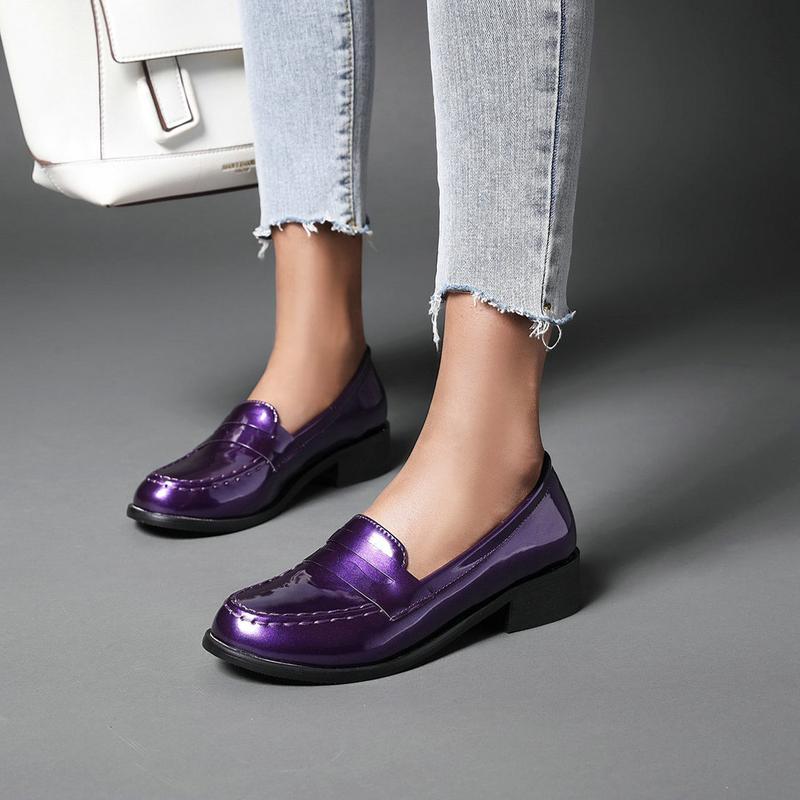 Women's Chunky Heel Platform Mary JanesCoquette Aesthetic Round Toe Pumps in PatentLeather for Casual Wear Solid color Simply wear Oxford shoes  Loafers Footwear Girl