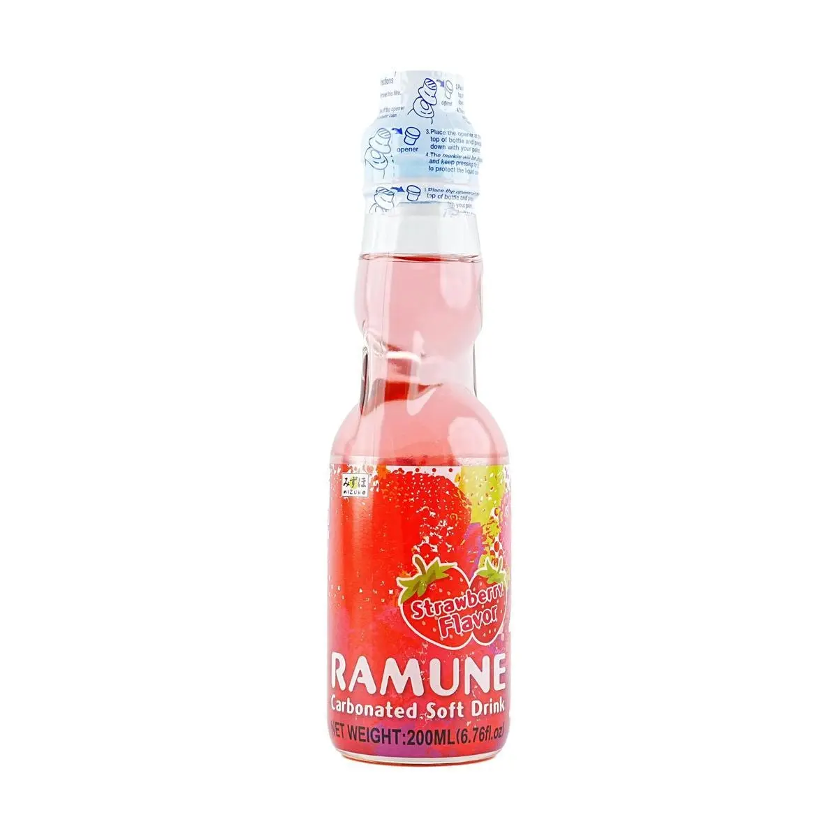 MIZUHO Japanese Ramune Strawberry Soda 200ml - Classic Japanese Marble Drink