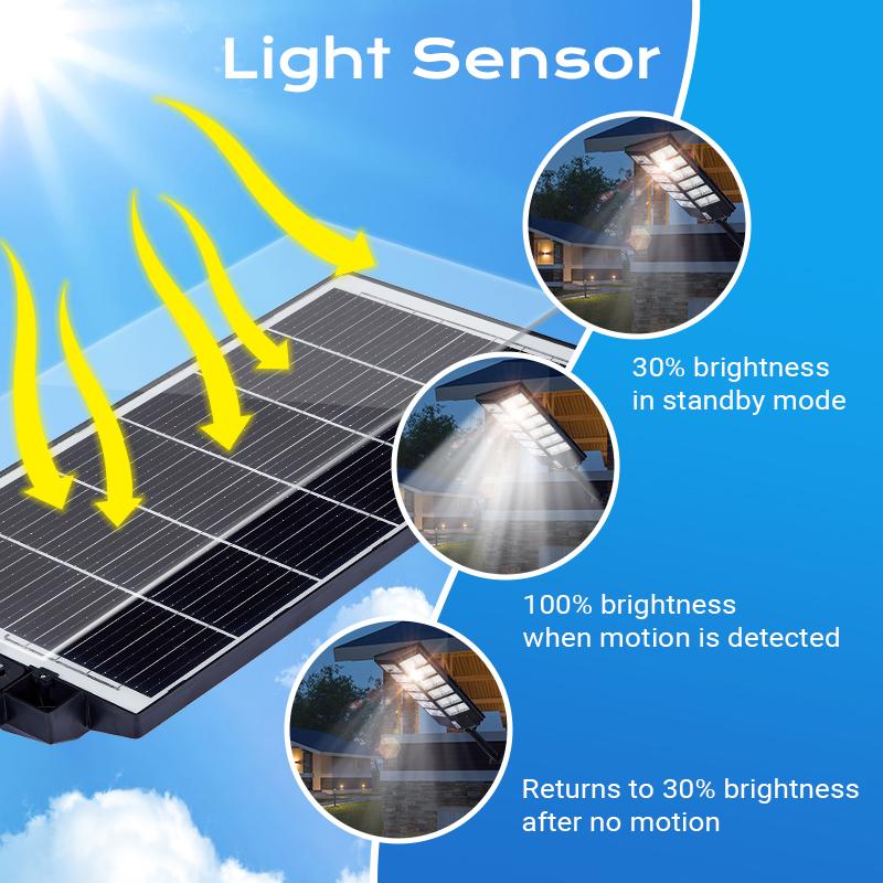 Solar Street Light Outdoor,Super Bright Flood Lamp, 3 Modes Motion Sensor Security Light for Yard Garden Road Garage, Solar Lights Outdoor Wall/Pole Mounted with Remote, IP65 Waterproof