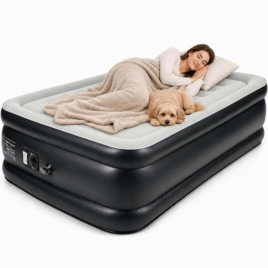 Garvee Twin Air Mattress with Built-in Pump, 18"Raised Airbed, 800 lb Support