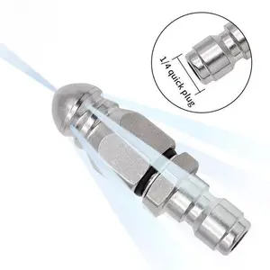 Premium Sewer Cleaning Tool High-pressure Nozzle 65000 PSI Stainless Steel Pressure Washer Drain Jetter 1/4" Quick Connector for Effective Drain Cleaning Accessories camp gear