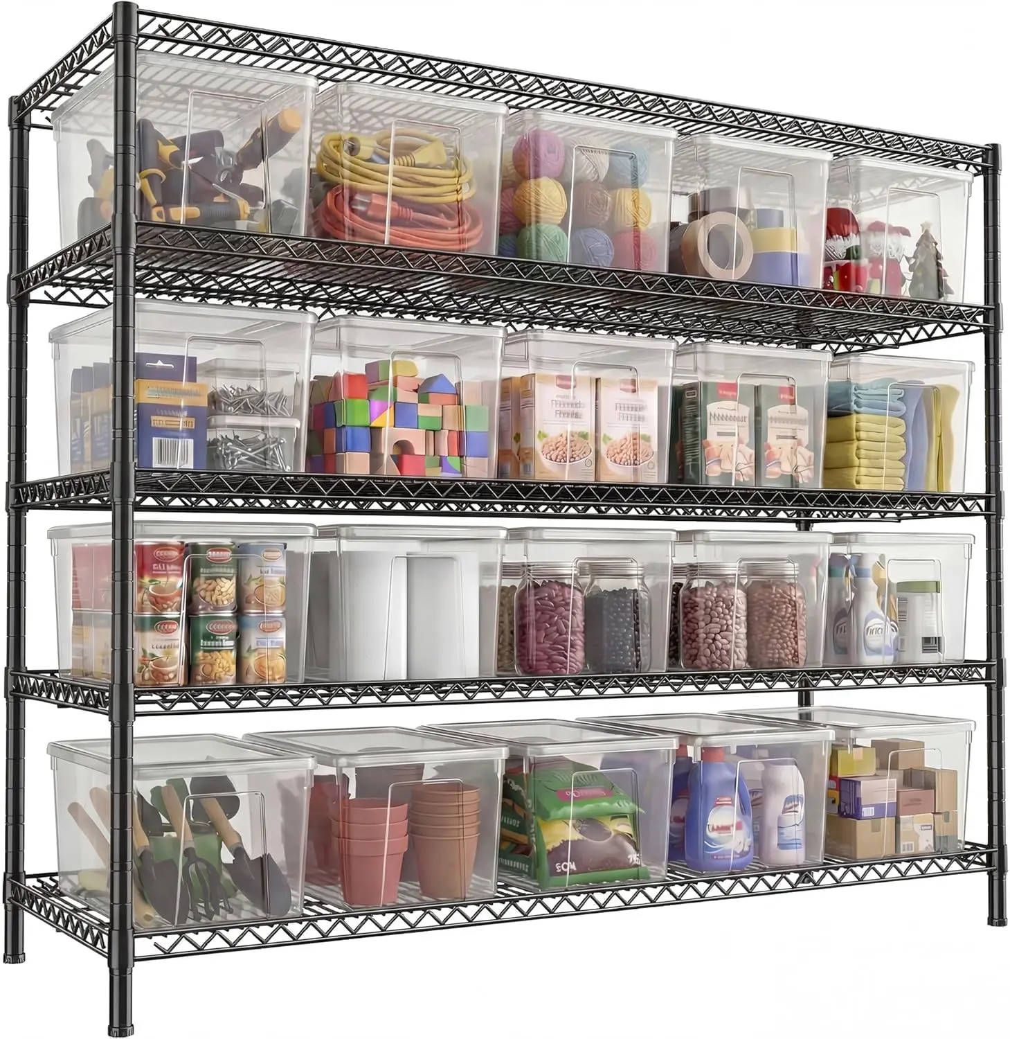 【Retail/warehouse shelving】Raybee 3200LBS Storage Shelves 55.5" W Garage Shelving Heavy Duty 5 Tier Adjustable Wire Shelving Unit Metal Shelving for Garage Pantry Commercial Basement, 55.5" W X 18''D X 71" H, #Deals for you days