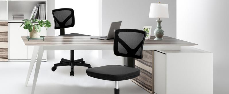 Armless Mesh Office Desk Chair, Ergonomic Computer Desk Chair, No Armrest Small Mid Back Executive Task Chair with Lumbar Support and Swivel Rolling