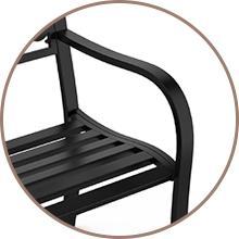 VINGLI Outdoor Bench for Patio Metal Garden Bench w/PVC Back Pattern, Black Park Bench Front Porch Bench for Yard Lawn Decor Deck Entryway