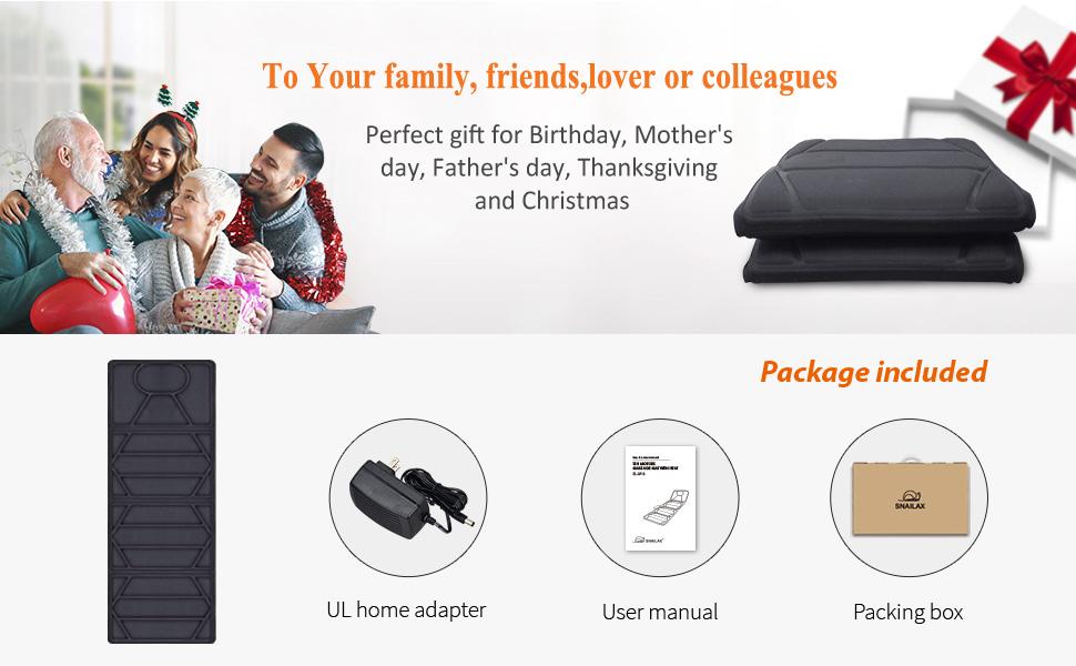 Snailax Full Body Vibration Massage Mat with Heat 10 Motors 2 Pads Adjustable Relaxing Gift for Bed Sofa Chair Deep Massage Experience New Version