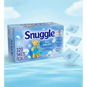 Snuggle Fabric Softener Dryer Sheets Blue Sparkle 320 ct Scent Laundry