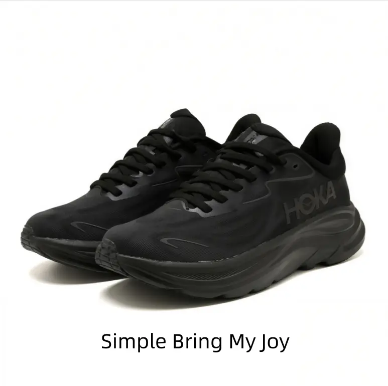All Black Thick Sole Mesh Running Sneakers Ultra Cushion Wave Foam Midsole Arch Support Breath Lightweight Anti-Slip Rubber Outsole Unisex Daily Marathon Trainers