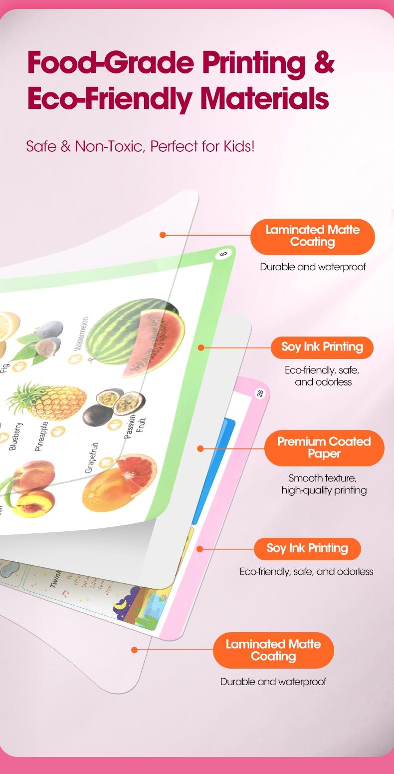 Spanish Interactive Educational Toy for Kids 1–6, Bilingual Sound Book for Early Language Learning, Interactive Educational Toy with 300+ Words & 13 Themes, Perfect Gift Idea for Toddlers