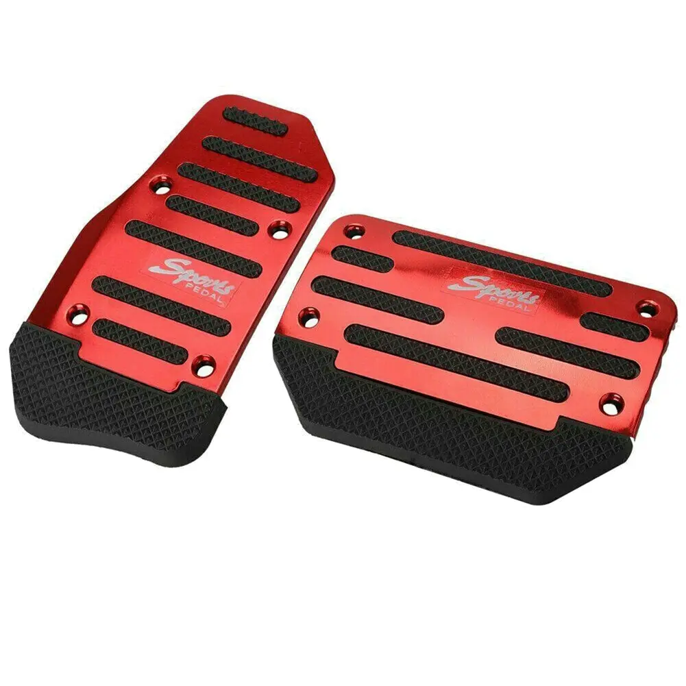 Universal Red Gas Accelerator Pedal and Brake Cover Foot Pad Non-Slip for Automatic Transmission Car