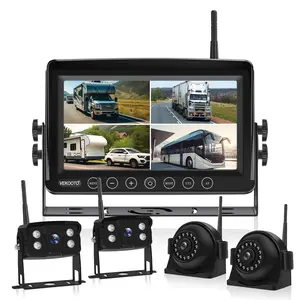 4K Wireless Backup Camera System: 9'' HD Quad Split Monitor, 1080P Side Rear View Camera, Recording, Waterproof, Digital Signal, RV Camera System for RV/Truck/Trailer/Camper VEKOOTO WX9