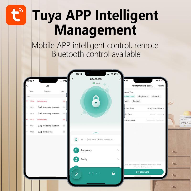 Smart 3 in 1 Fingerprint Door Lock Digital Keypad Smart Door Lock with App Control Keyless Entry Door Lock for Home Bedroom Apartment Office Garage