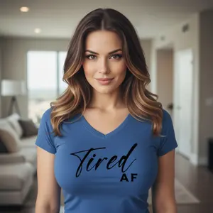 Tired AF script shirt Tee | Funny tired graphic v-neck