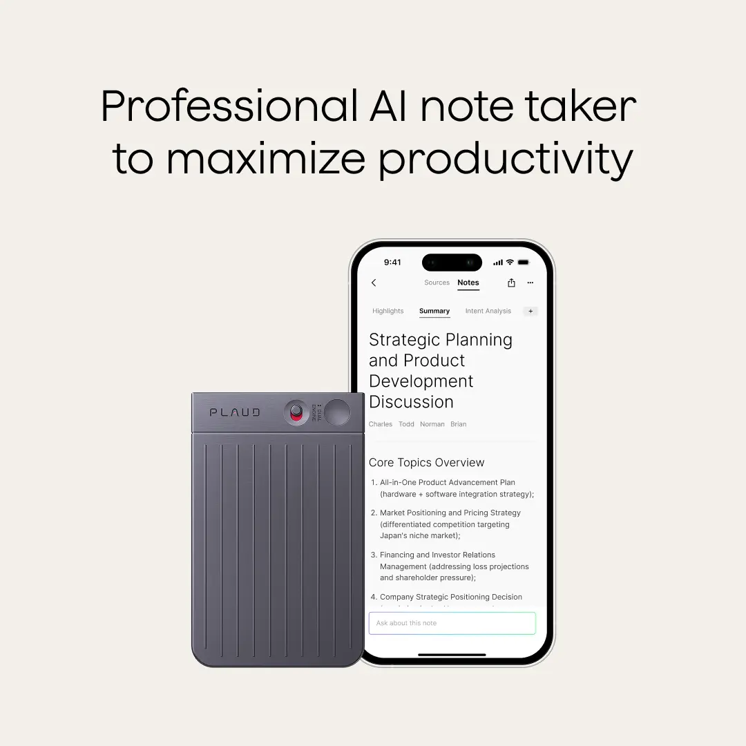Plaud Note Smart Voice Recorder - One-Press Recording & Playback, 0.117-Inch Slim, 64GB, Voice Changer Translator, Black MagSafe Case - Audio,back to school,back to school haul