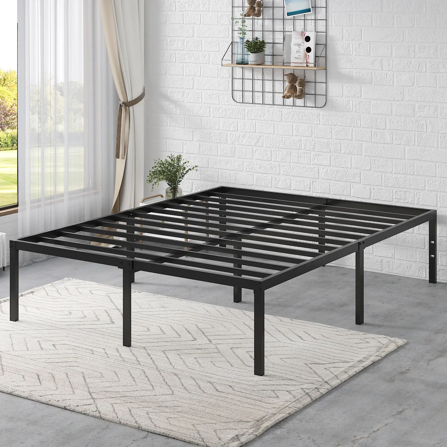 HOOMIC 3-Legged 14 Inch High Platform Metal Bed Frame【Frame Only No Mattress】,No Headboard-Matte Black Powder Coat,Twin/Full/Queen/King,No Box Spring Needed#TikTokShopDealsforYouDays#DealsforYouDays#Summervibes#Summergarden