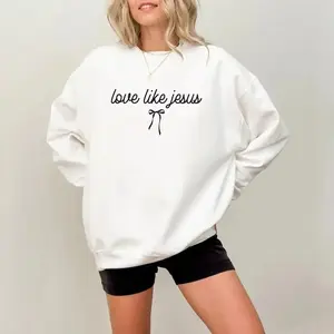 Love Like Jesus sweatshirt for women, Christian crewneck featuring aesthetic Bible verse design, cozy faith-based sweater, perfect church or religious outfit