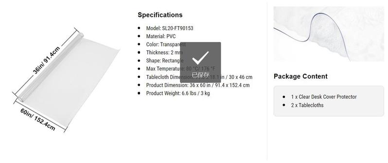 VEVOR Plastic Table Cover, 2 mm Thick Clear Table Protector, Rectangle Clear Desk Mat, Waterproof & Easy Cleaning for Office Dresser Night Stand VEVOR Plastic Table Cover, 2 mm Thick Clear Table Protector, Rectangle Clear Desk Mat, Waterproof & Easy Cleaning for Office Dresser Night Stand