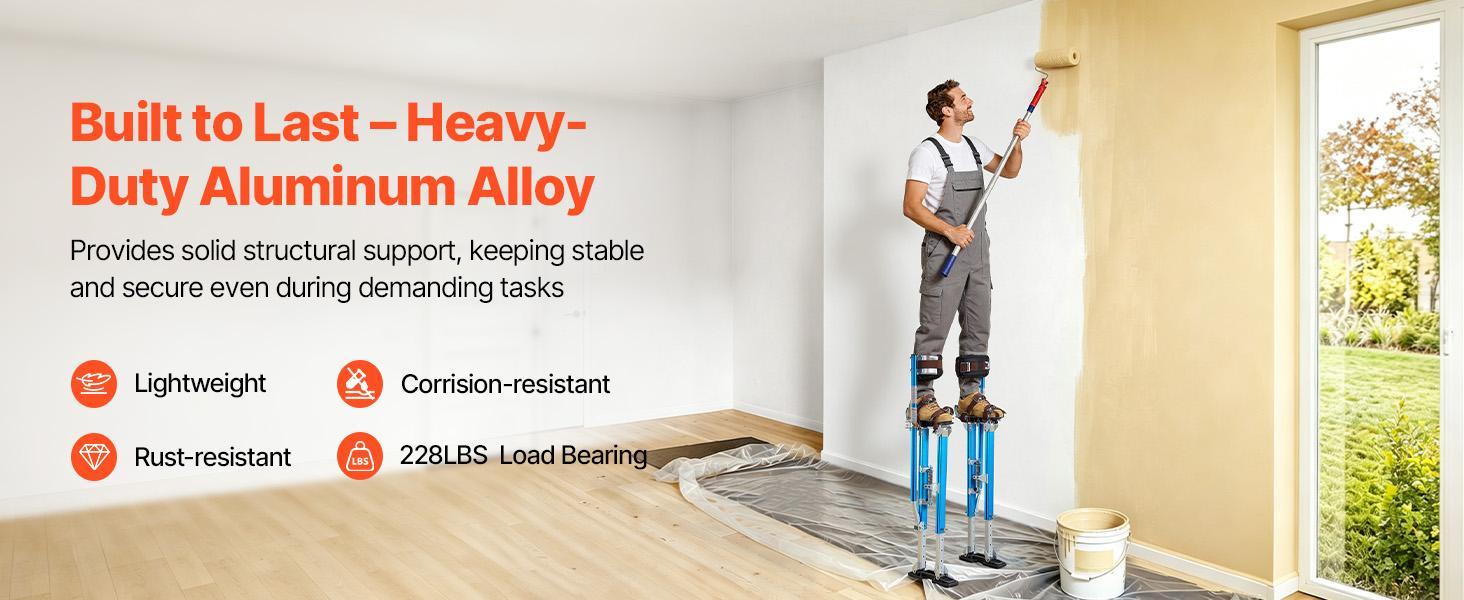 【SummerFinds】VEVOR Drywall Stilts for Painters & Cleaning, Aluminum Sturdy Structure, 24.2-40.3 in Adjustable Height, 228 lbs Load Capacity, Non-Slip Rubber Feet, Dual Spring Shock Absorption, Comfortable Leg Straps, 3-Level Heel Brackets, Blue 【SummerFinds】VEVOR Drywall Stilts for Painters & Cleaning, Aluminum Sturdy Structure, 24.2-40.3 in Adjustable Height, 228 lbs Load Capacity, Non-Slip Rubber Feet, Dual Spring Shock Absorption, Comfortable Leg Straps, 3-Level Heel Brackets, Blue