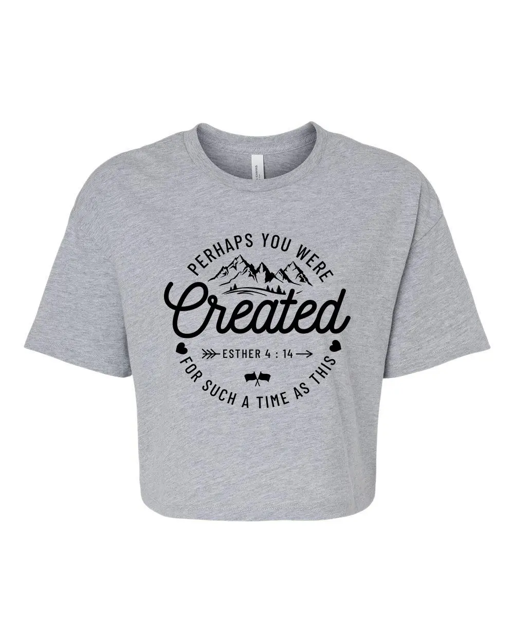 TRENZ SHIRT COMPANY Women's Esther 4:14 Cropped T-Shirt, Casual Christian Faith Crew Neck Top with a Relaxed Fit, Tshirt, Piece, Breathable Fabric, Printed Verse, Round Neck, Short Sleeves, Cotton, Faith-Based Fashion, Everyday Basics, Graphic