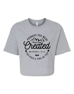 Trenz Shirt Company Women's Esther 4:14 Christian Jersey Crop Tee Casual Fitted Short Sleeve Crew Neck Breathable Summer Fashion