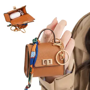 Mini Backpack Keychain Pouch earbuds bag, Coin Pouch for Men Women Change Makeup Headphones Cable,Cute Unique Purse Charms Small Coin Pouch with Keyring