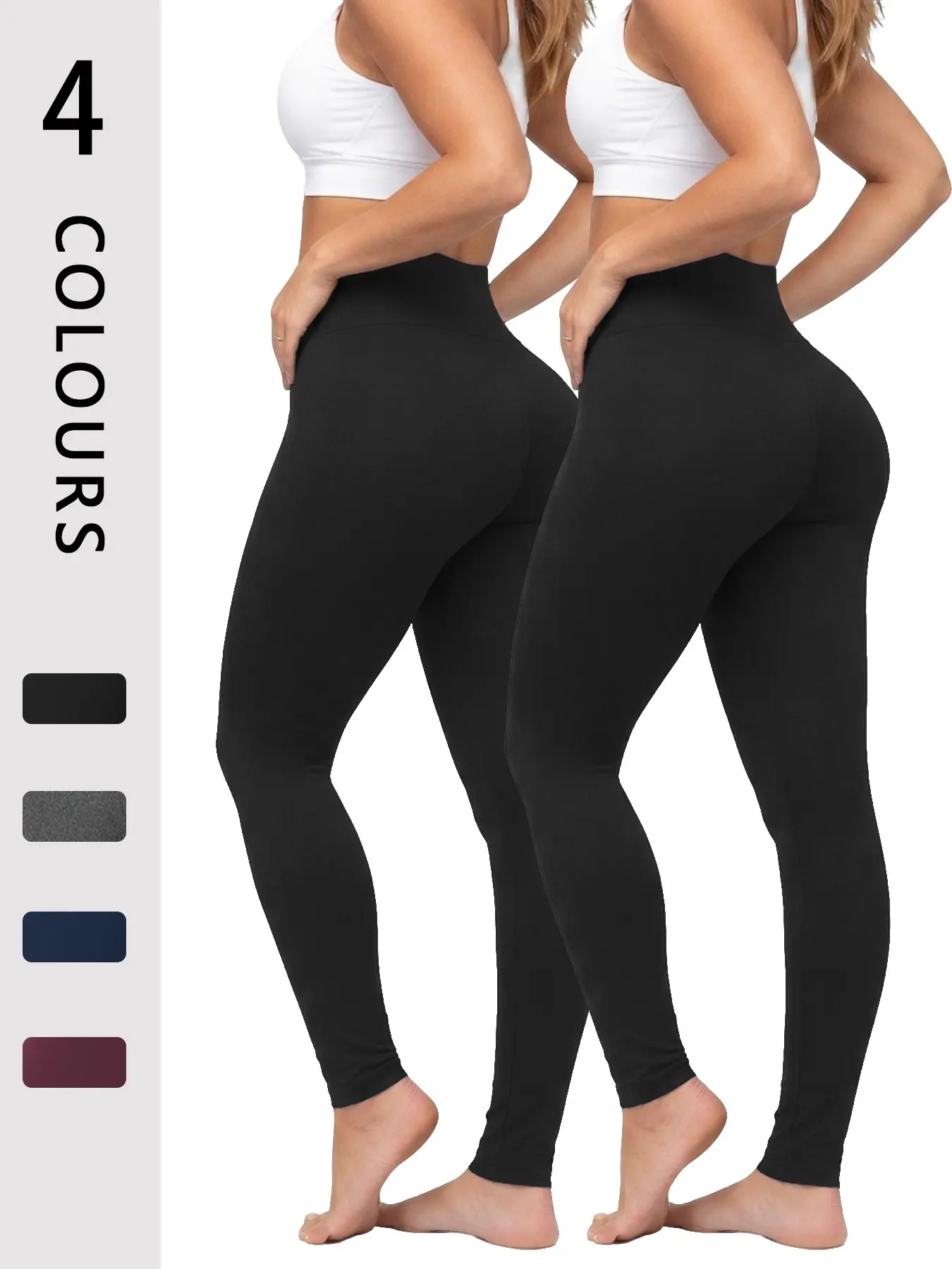 Women's High Waist Tummy Control Leggings, 2 Pack Super Soft No-See-Through Workout & Yoga Pants, Stretch Pants, High Elastic Activewear, Activewear Bottoms, Fitness Workout Pants, Ideal for Running & Daily Wear, Comfy Stretchy Leggings