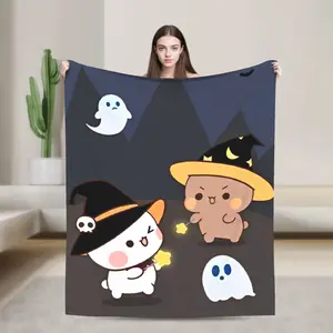 Bubu Dudu Halloween Blanket Ghosts Bats Witches Fuzzy Novelty Soft Throw Blanket for Chair Covering Sofa Autumn/Winter,