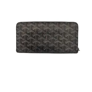 Pre-owned Goyard Coated canvas/Calfskin Leather Wallet Black Matignon GM Wallet