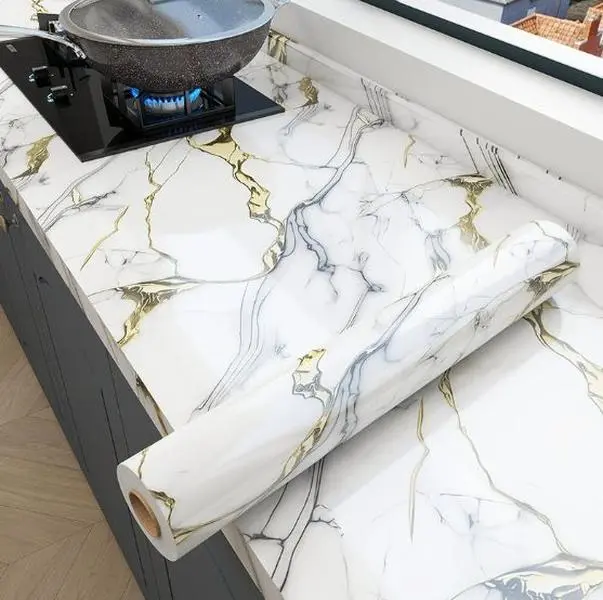 Peel and Stick Marble Contact Paper Self Adhesive Waterproof Heat Resistant Modern Marble Print Removable for Kitchen Countertop Stove Top Cabinet DIY