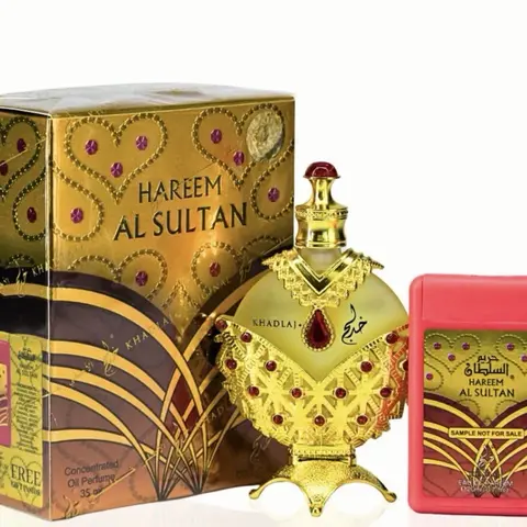 KHADLAJ Hareem Al Sultan Gold CPO 35 ml with Free Gift Spray EDP 20 ml for Women Floral Fruity Amber Perfume Oil Set