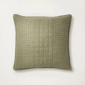 26"x26" Quilt Euro Square Throw Pillow Green - Hearth & Hand with Magnolia