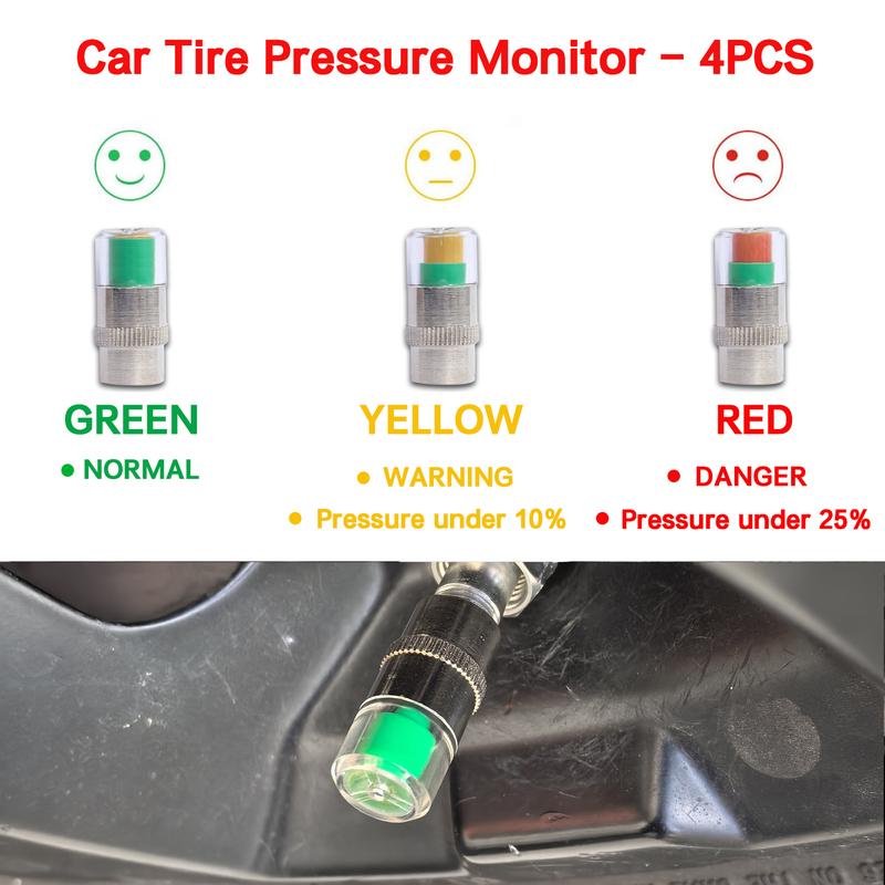 4 PCS Car Tire Pressure Monitor Valve, tire valve stem caps, car tire caps,tire pressure caps,Tire Pressure Monitor Valve Stem Cap for Medium-Sized, Small, Motorbikes, Bicycles
