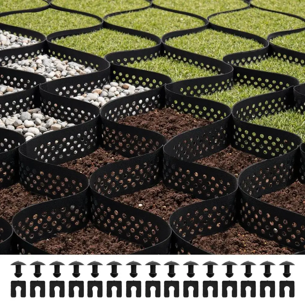 【SummerFinds】VEVOR Gravel Grid, 3 Inch Depth, 24.93 x 9.52 FT / 7600 x 2900 mm, 1880 LBS Per Sq ft Grass Ground Retainer, Permeable Geo Grids Driveway Stabilization, for Garden, Patio, Walkway, RV Parking Slopes