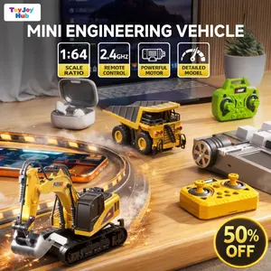 Miniature Alloy Excavator RC 1:64 Scale Remote-Controlled Construction Vehicle Bluetooth Remote-Controlled Car Desktop Model Display Gift for Boys