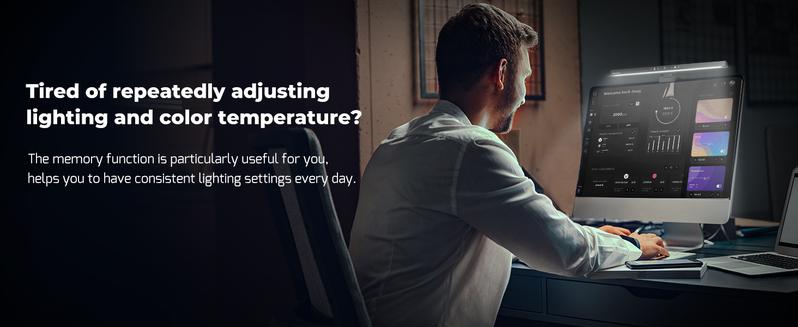 【Valentine's Day Gift】Monitor Light Bar, Computer Monitor Lamp, Memory Stepless Dimming Touch Control Screen Light Bar, 5 Color Temperatures, USB Powered LED Reading Desk Lamps for Home/Office/Game