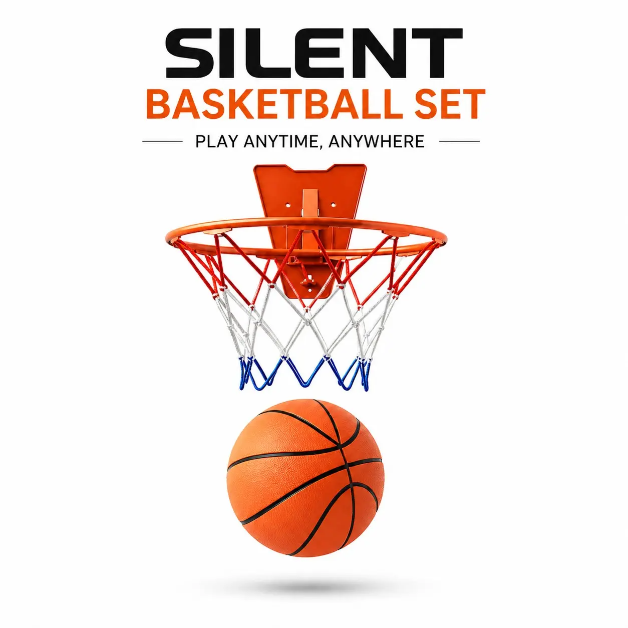 Silent Basketball Hoop Set, Portable Basketball Hoop, Indoor Foam Basketball with Mini Hoop, No Noise Training Ball for Home, Apartment & Kids Practice