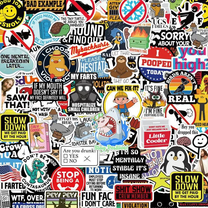 300PCS Funny Saying Sticker Pack - Snarky, Sarcastic Bold Humor Vinyl Waterproof Meme stickers for laptop, computer, water bottle, ipad, cellphone, phones bumper folding chair, Devices sticker pack PVC Waterproof Stickers Accessories