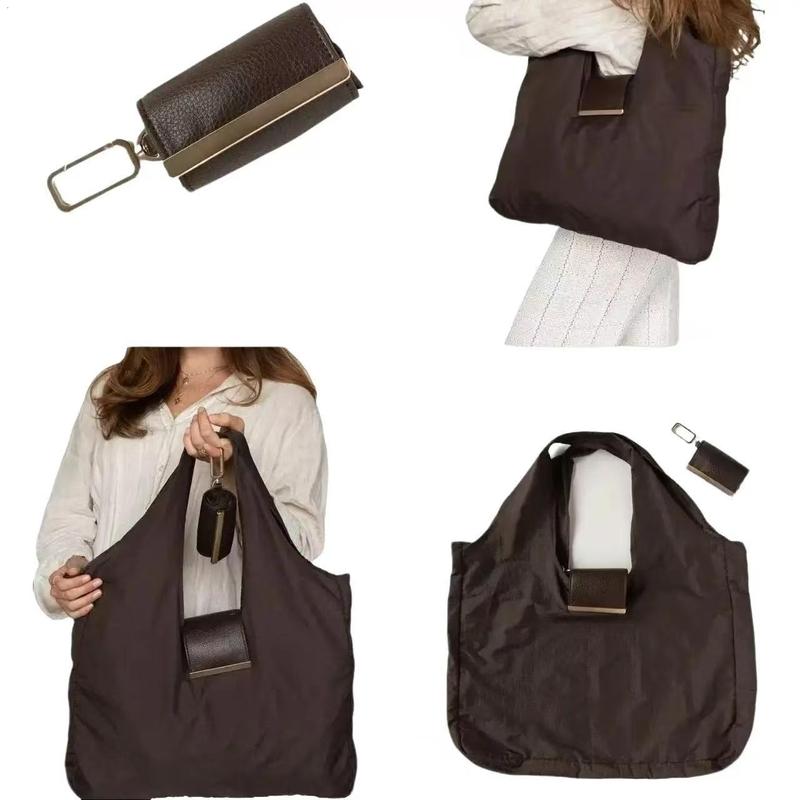 Keychain Tote Espresso Stylish Functional Tote Bag with Keychain Attachment for Everyday Use Portable and Fashionable Folding Shopping Bag