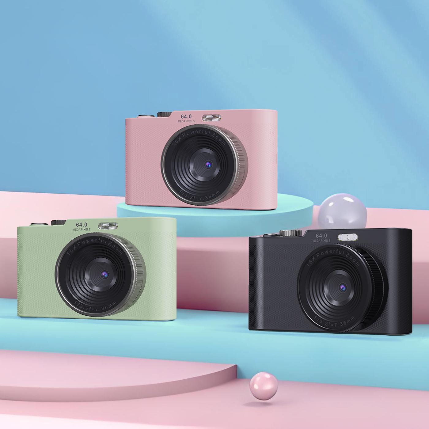 W&O Digital Camera,Portable CCD Cameras Gifts,HD Digital Video Cameras Toddler,Portable Toy 3-10 Ages Girls Boys,32GB TF Card Rechargeable Wireless