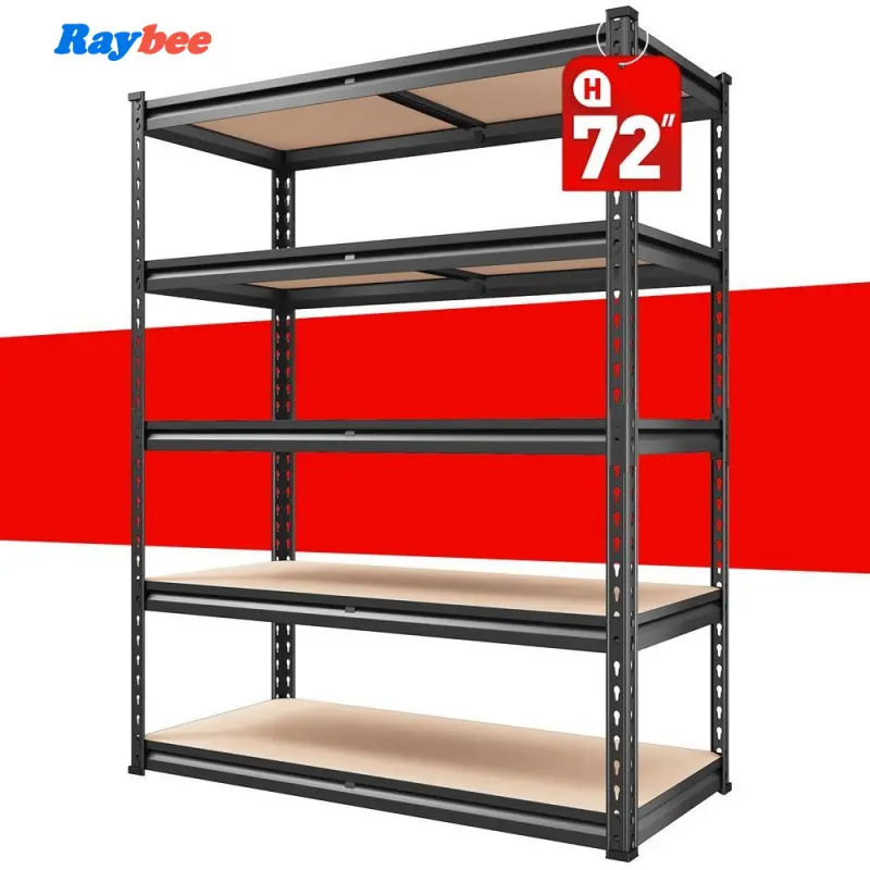 Raybee Garage Shelves Classic 5-Tier Metal Storage Shelving Unit Height Adjustable Versatile Utility Rack Shelf for Craft Warehouse Pantry Kitchen Organiser Industrial Bookshelf #TikTokShopBackToSchool