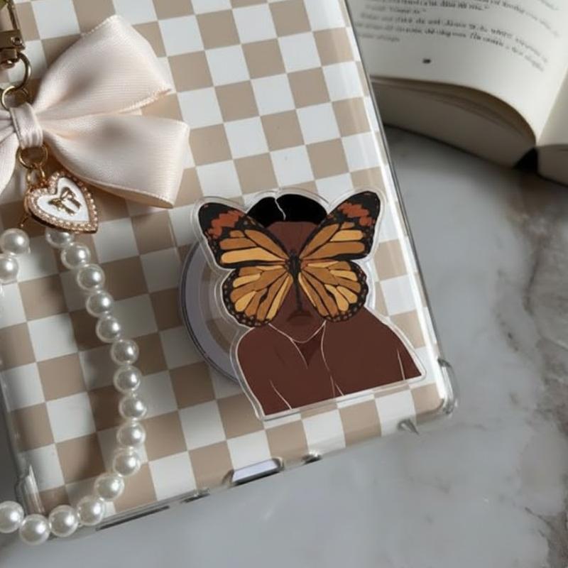 Cute Aesthetic Phone Grip Featuring Stylish Girl Art, Secure Hold And Stand, Trendy Phone Accessory, Perfect Gift For Her