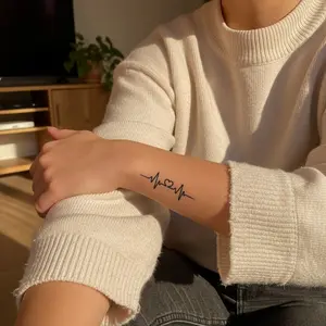 4pcs Heartbeat EKG Herbal Juice Tattoo Sticker - Waterproof & Long Lasting Semi-Permanent Matte Fake Tattoo for Men & Women