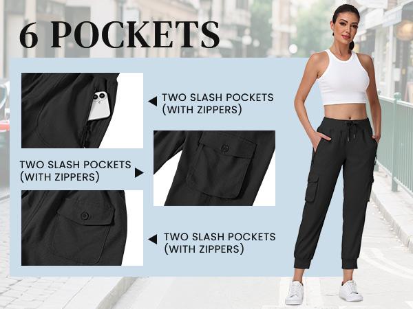 TBMPOY Women's Lightweight Cargo Pants Quick Dry Outdoor Hiking Cropped Joggers Casual Travel Ankle Pants with Pockets