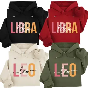 Minimalist Zodiac Hoodie – Modern Astrology Sign Sweatshirt with Bold Letter Design, Cozy Unisex Pullover, Perfect Horoscope Gift for Zodiac Lovers - AG