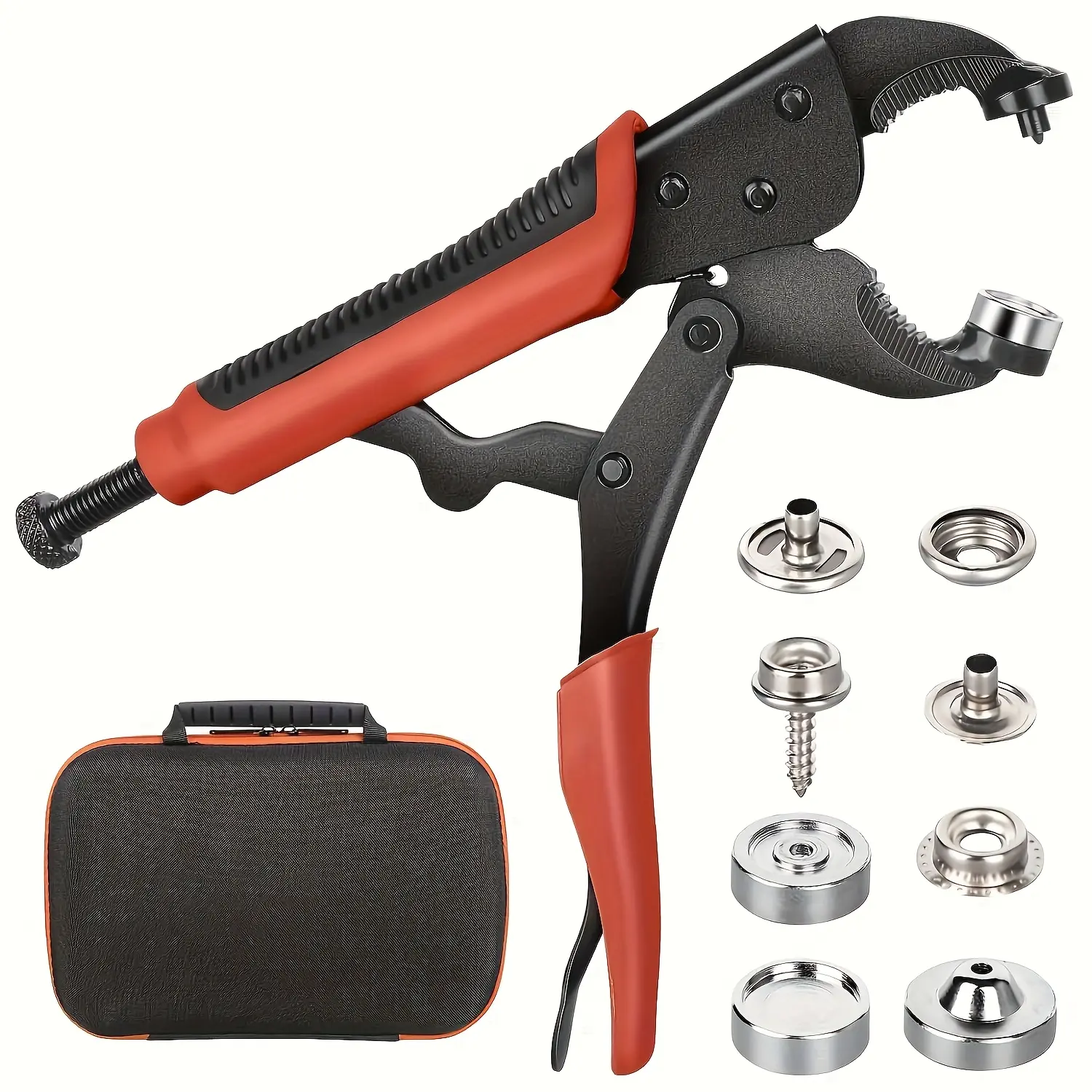 Snap Button Kit,Heavy Duty Snap Fastener Kit Tool,Metal Snap Buttons Pliers Fabric Leather Tool with Adjustable Setter Includes 305 Sets Snaps for Boat Cover Canvas Sewing Tarps Green/Red Valentine's Day