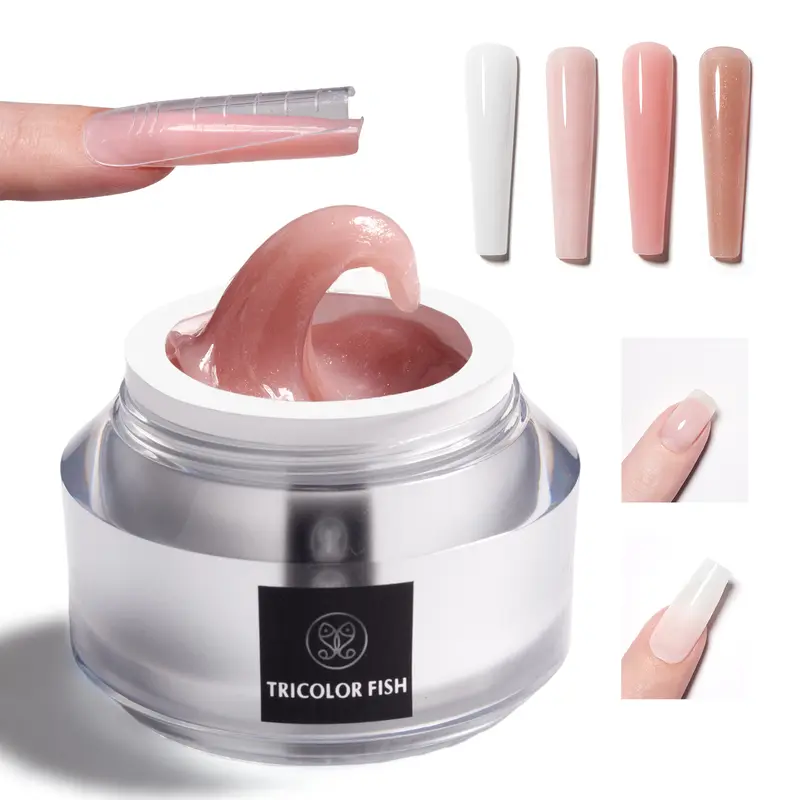 TRICOLOR FISH Clear 3D Sculpting Gel for Nail Art, 15g Solid Nail Gel Non-Sticky Hard Builder Gel for Carving, Molding and Building